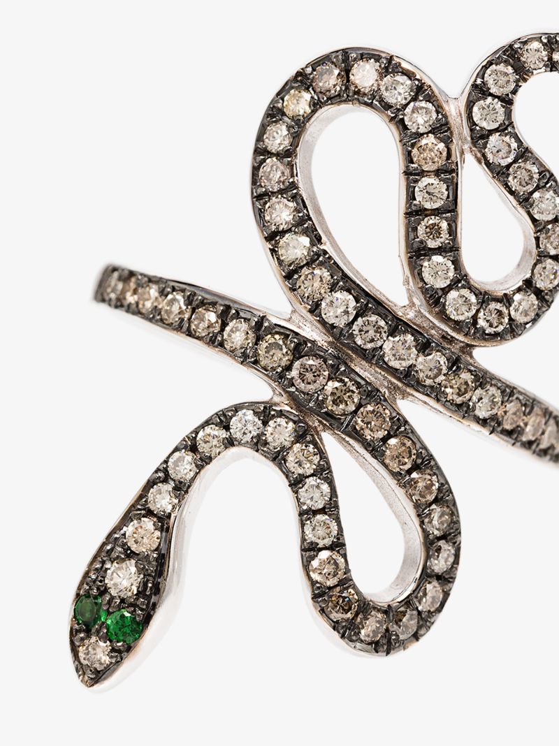 18k White Gold Diamond Snake Ring