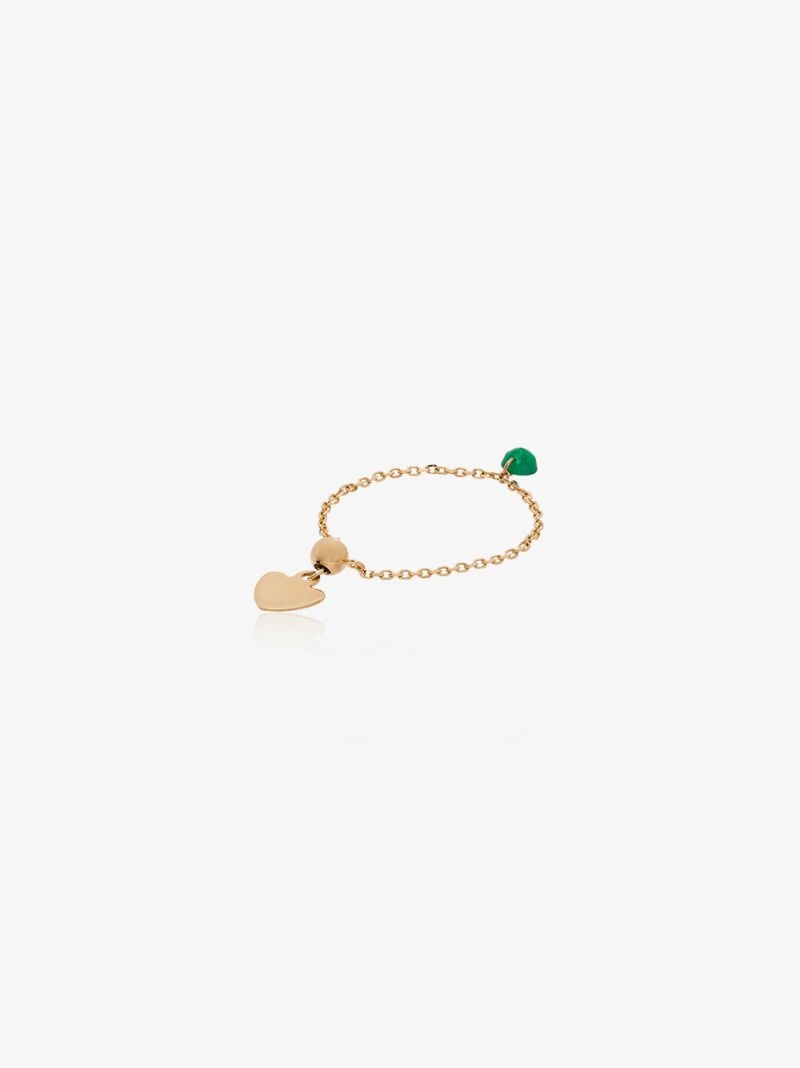 18k Yellow Gold Emerald Chain Ring