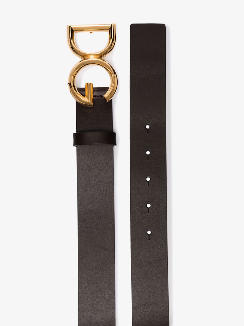 Brown Logo Buckle Leather Belt