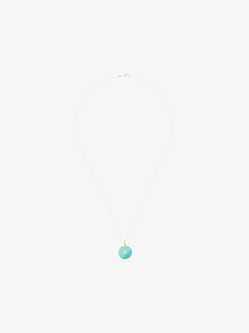 18k Yellow Gold Star Diamond Pendant Necklace