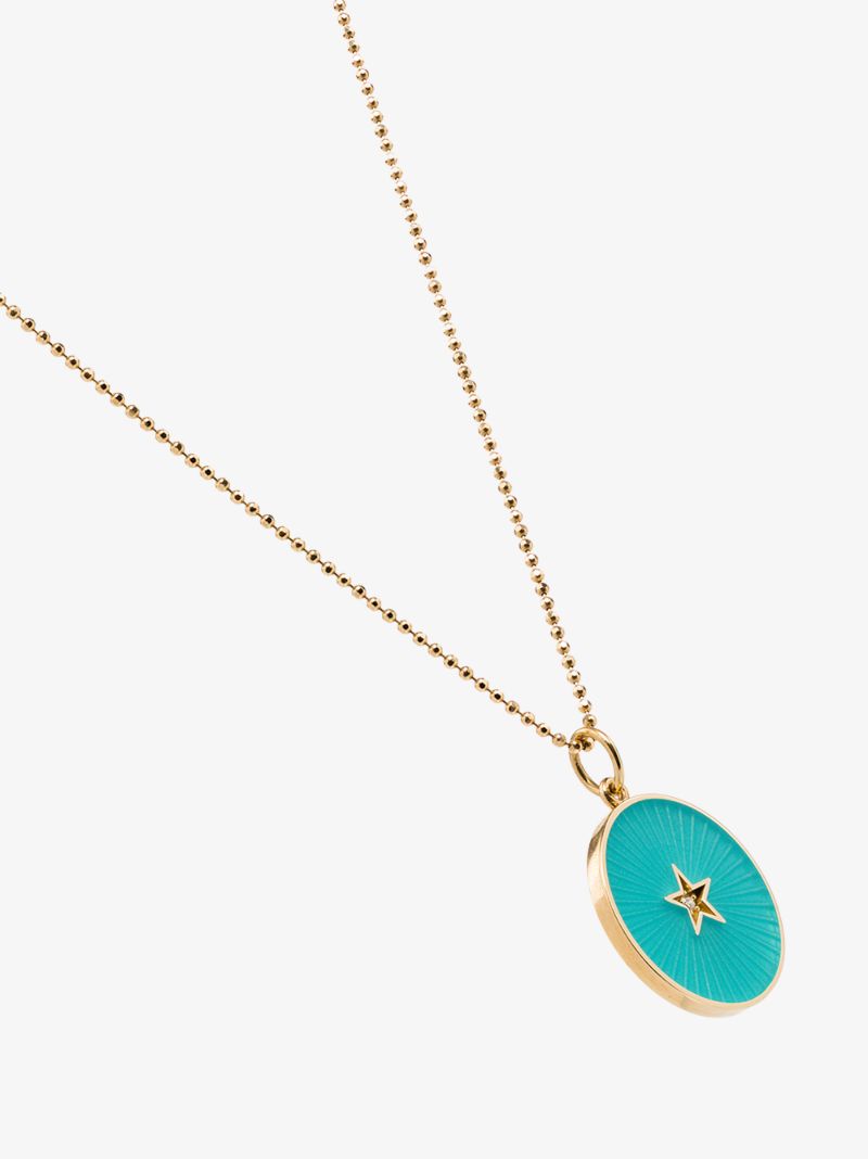 18k Yellow Gold Star Diamond Pendant Necklace