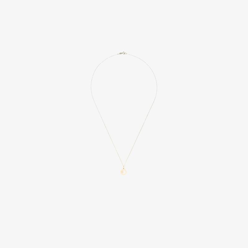 18k Yellow Gold Half Moon Diamond Necklace