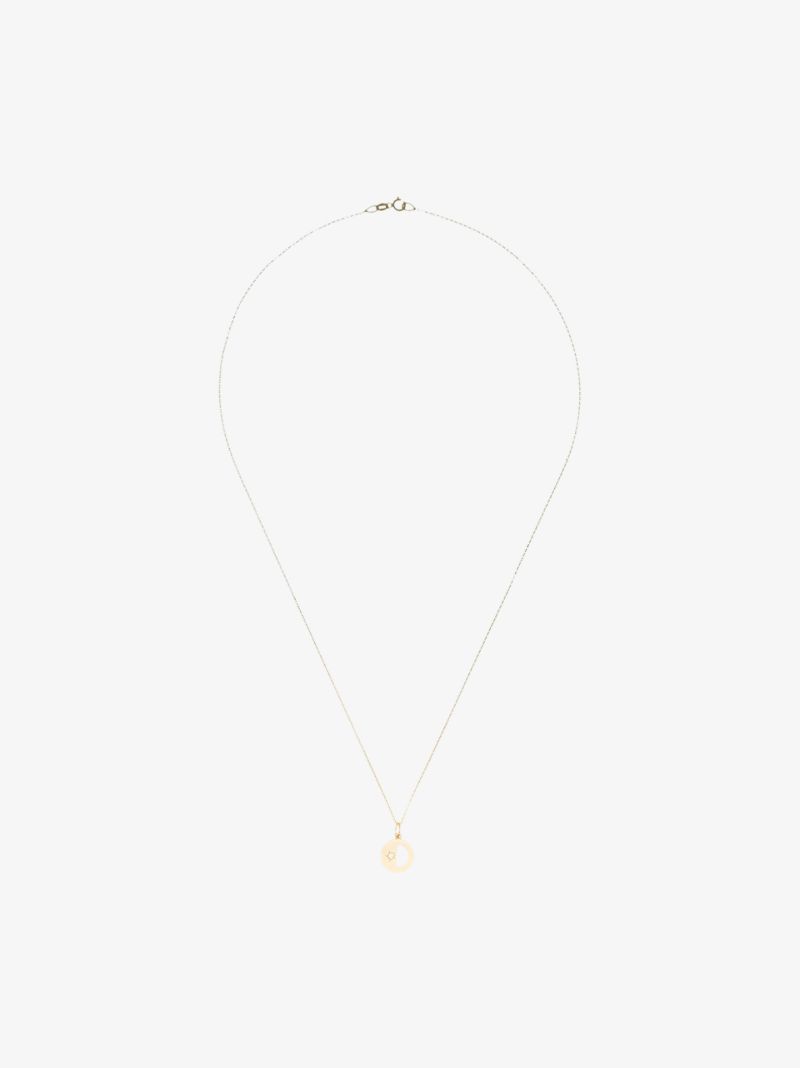 18k Yellow Gold Half Moon Diamond Necklace