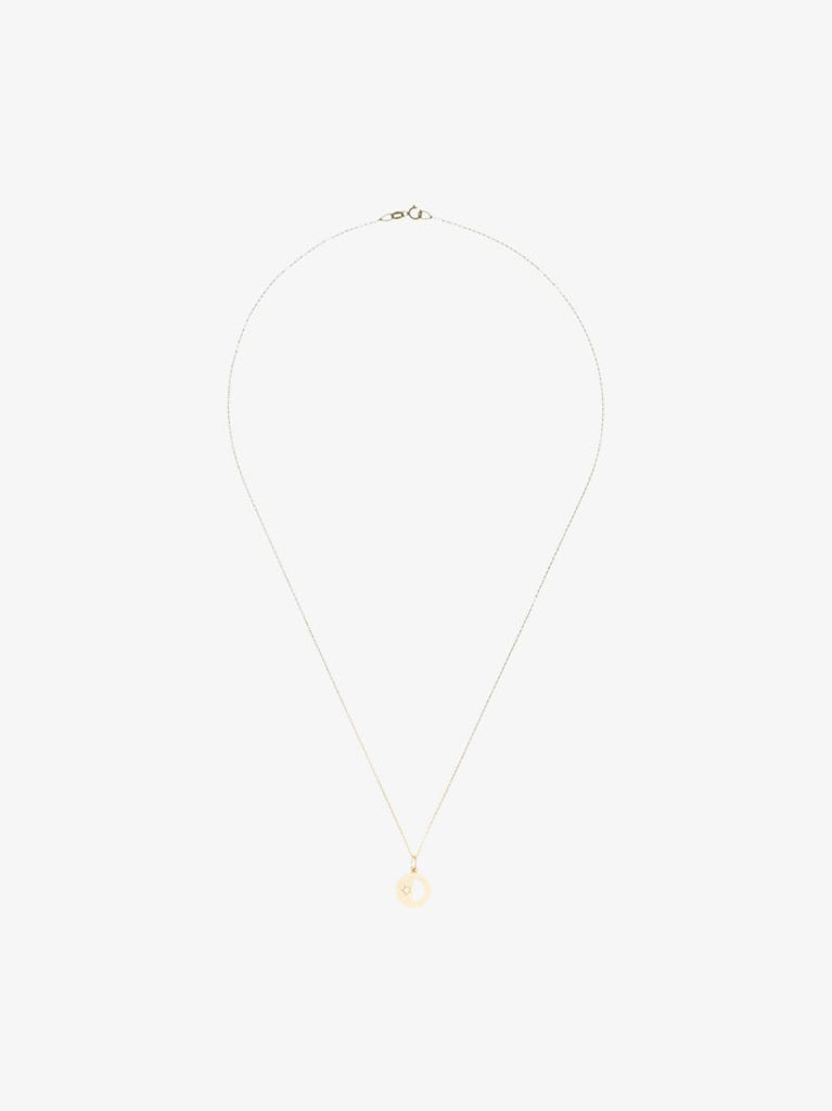 18k Yellow Gold Half Moon Diamond Necklace