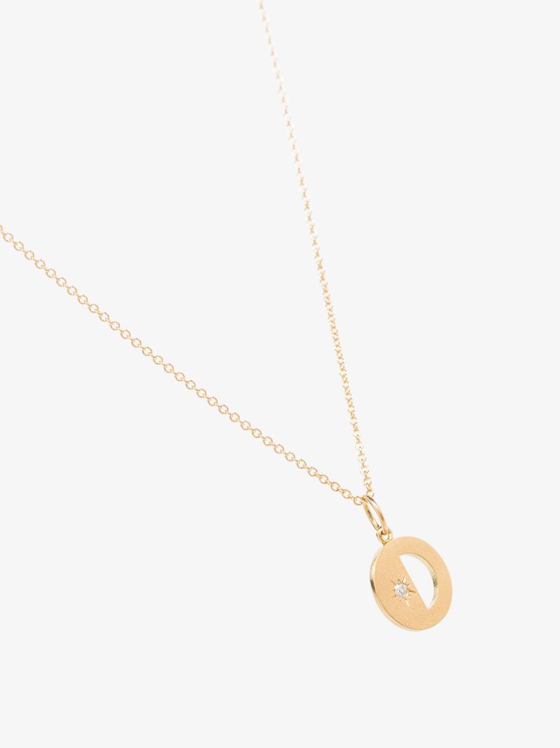 18k Yellow Gold Half Moon Diamond Necklace
