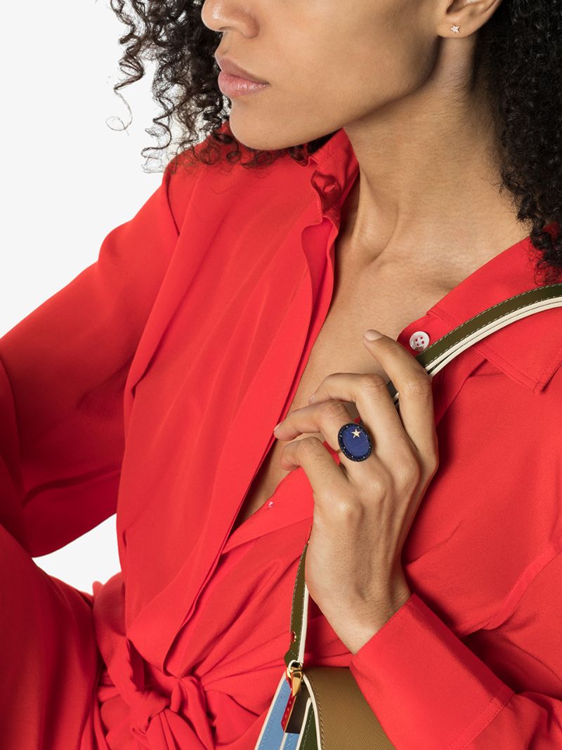 14k Yellow Gold Lapis Lazuli and Sapphire Ring