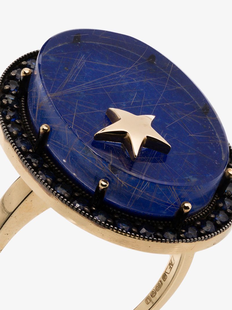 14k Yellow Gold Lapis Lazuli and Sapphire Ring