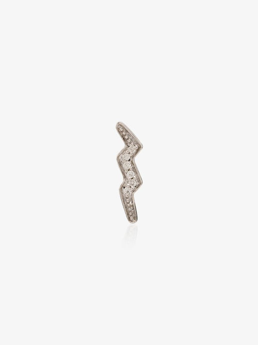 14k White Gold Bolt Mini Diamond Single Stud Earring