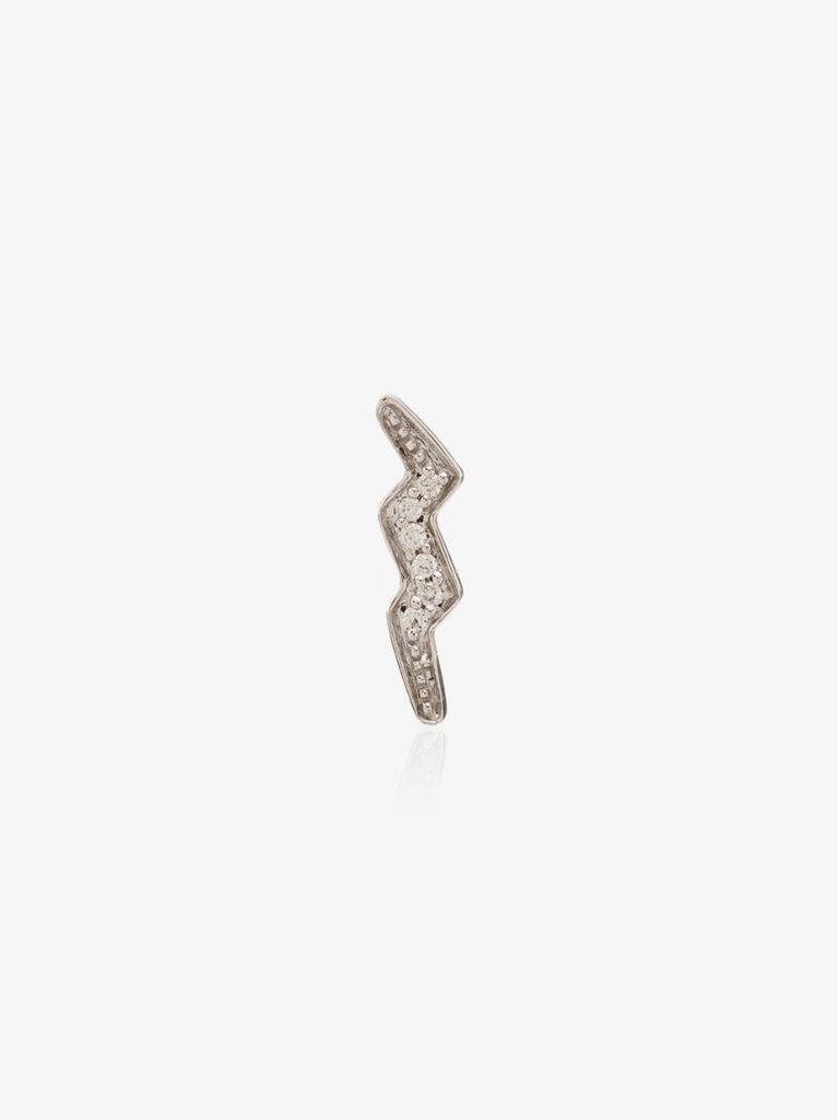 14k White Gold Bolt Mini Diamond Single Stud Earring