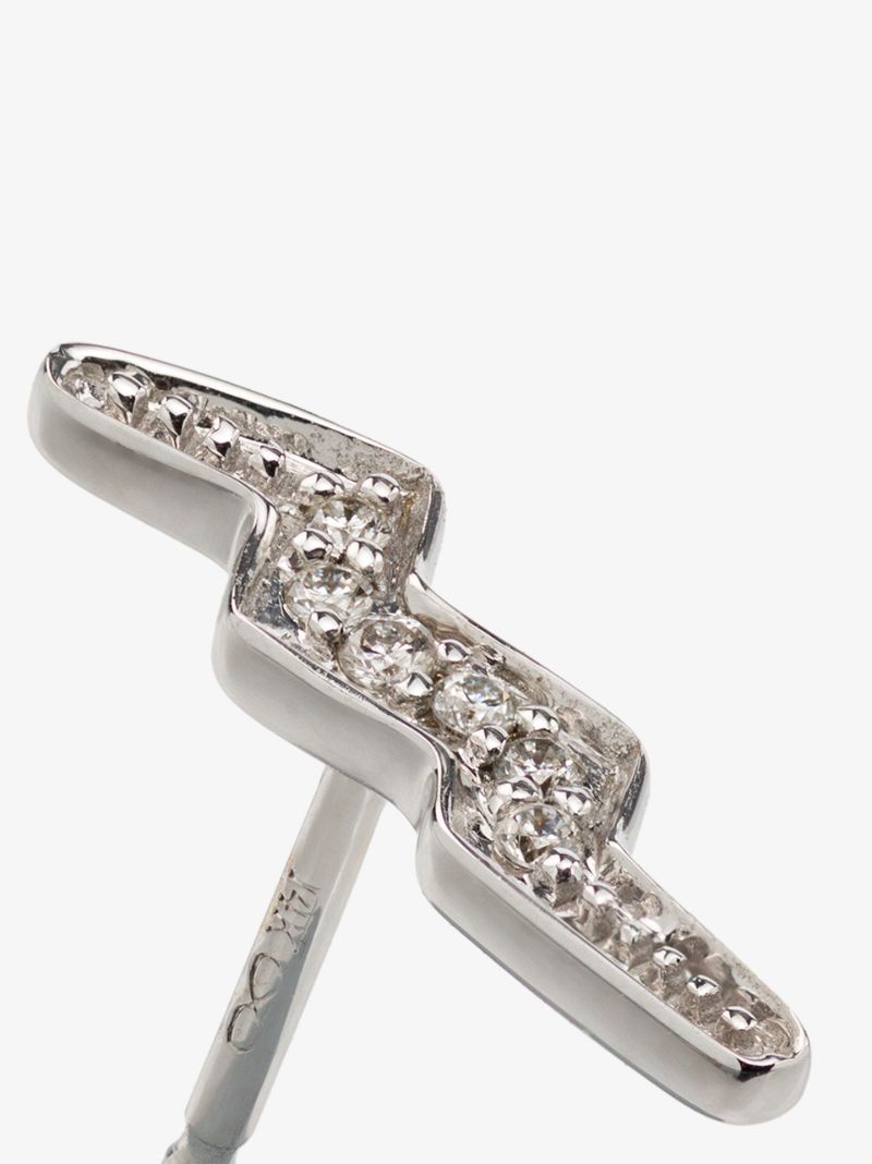 14k White Gold Bolt Mini Diamond Single Stud Earring