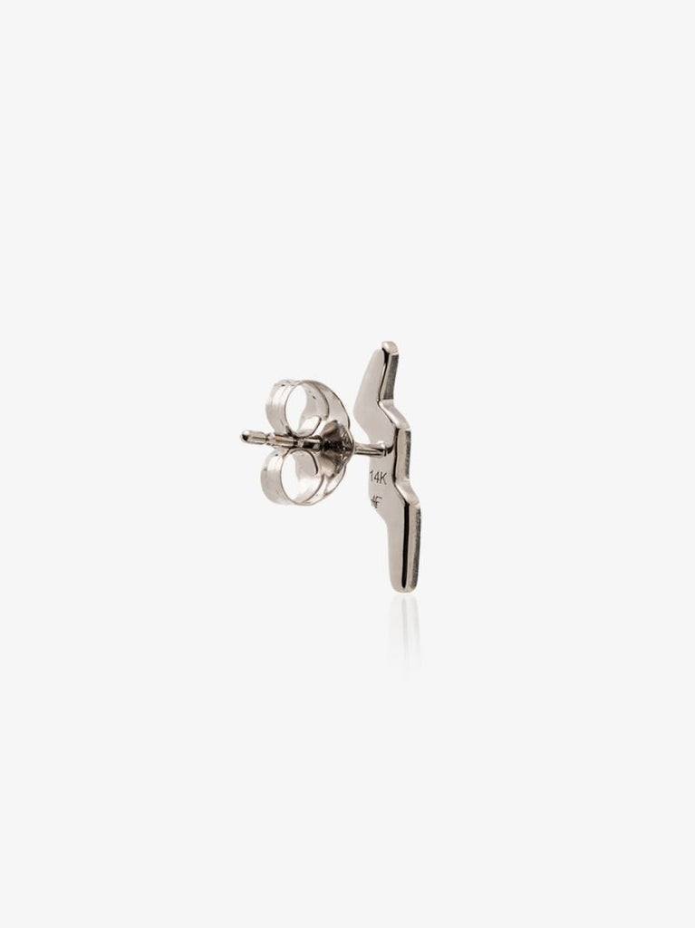 14k White Gold Bolt Mini Diamond Single Stud Earring