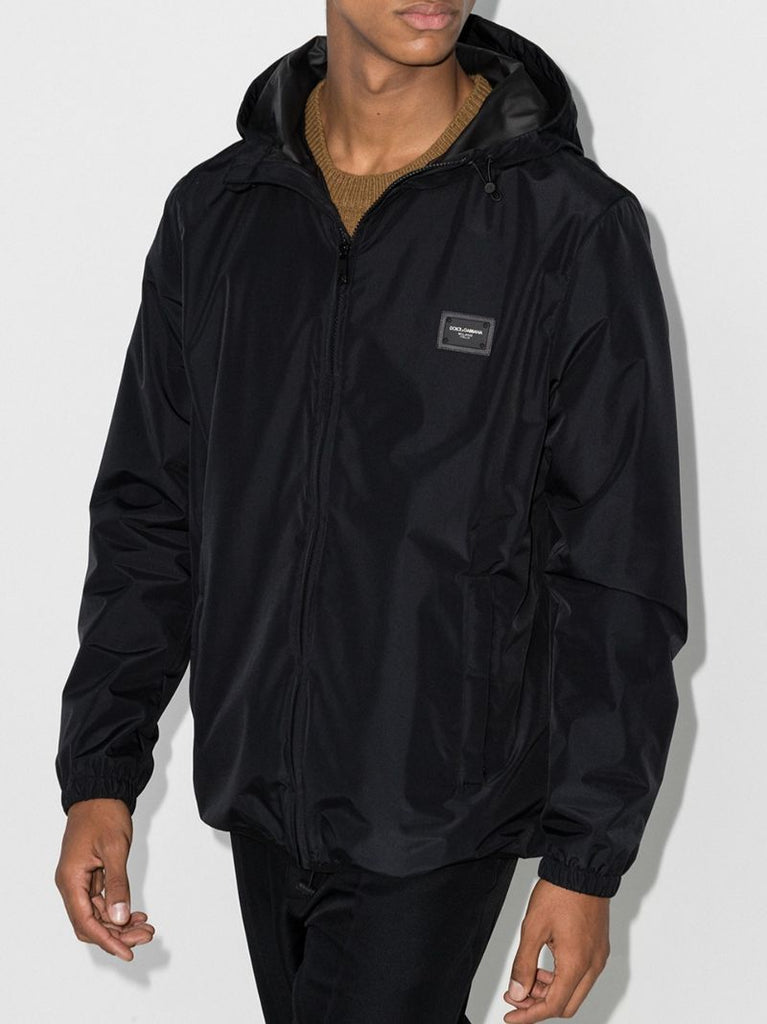 Logo Plaque Hooded Jacket