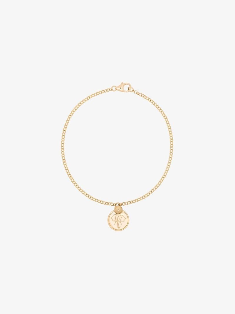 18k Yellow Gold Elephant Miniature Coin Charm Bracelet