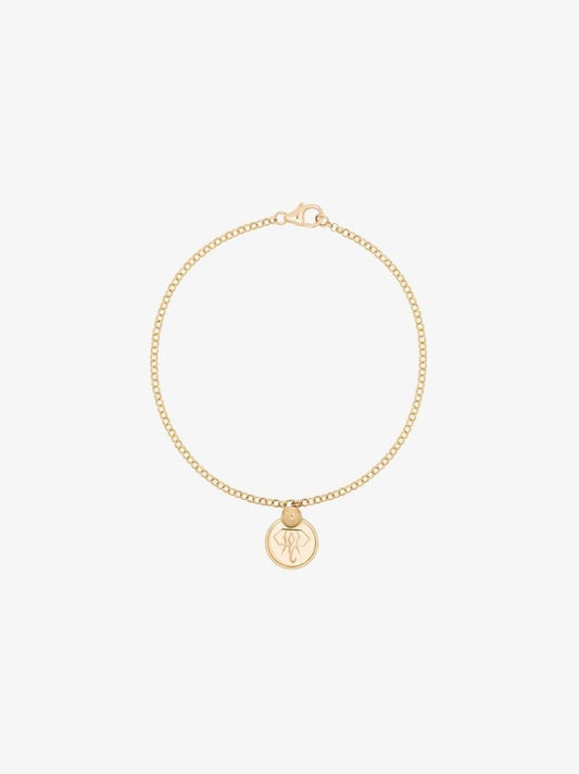18k Yellow Gold Elephant Miniature Coin Charm Bracelet