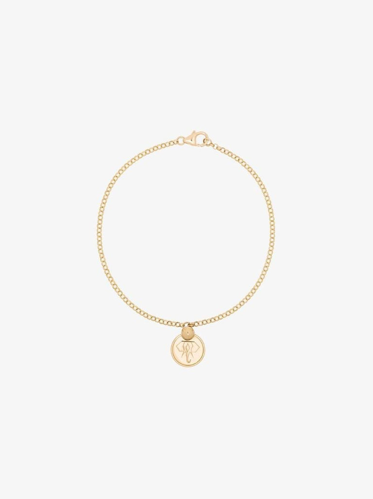 18k Yellow Gold Elephant Miniature Coin Charm Bracelet