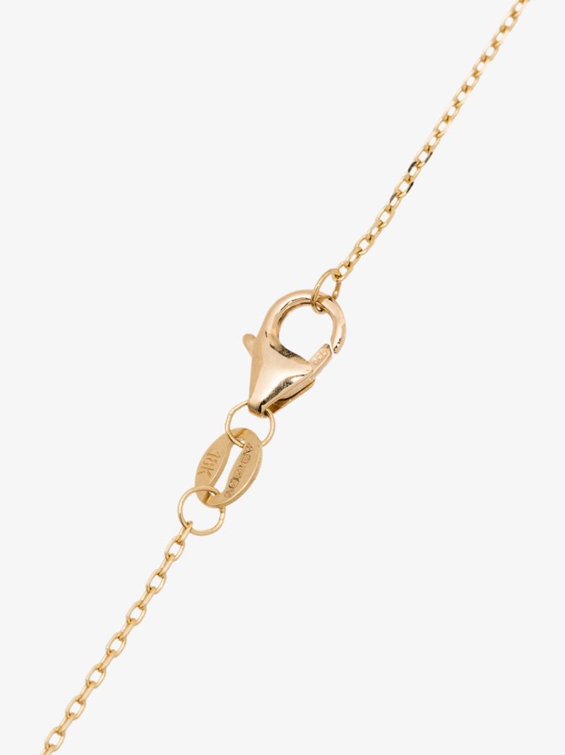 18k Yellow Gold Blue Crescent Medallion Charm Diamond Necklace