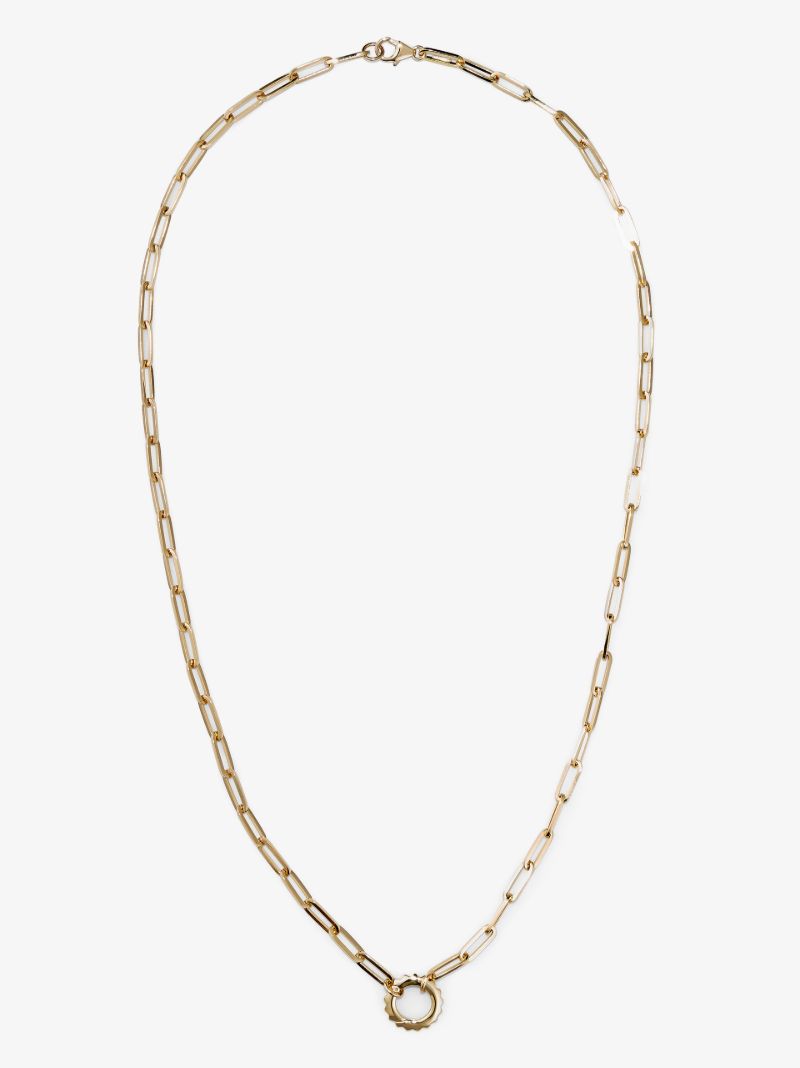 18k Yellow Gold Classic Fob Open Chain Necklace