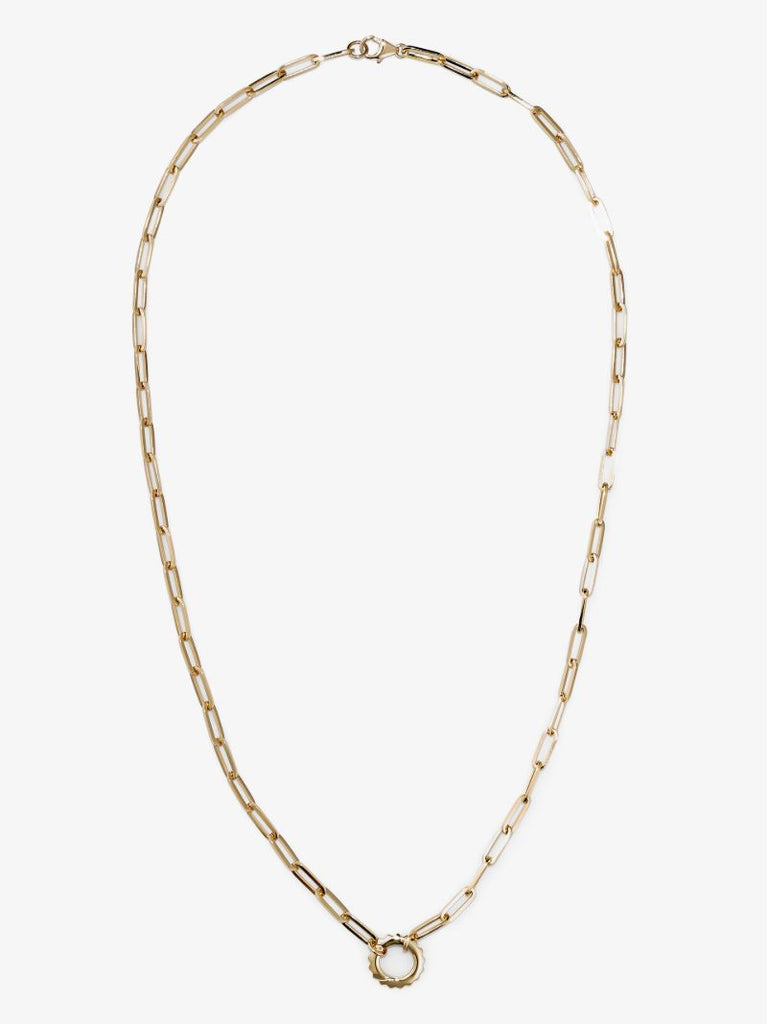 18k Yellow Gold Classic Fob Open Chain Necklace