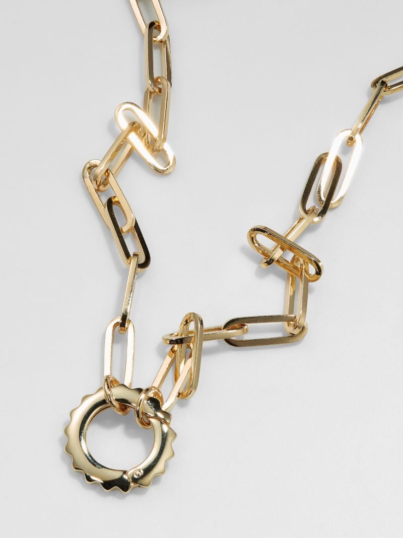 18k Yellow Gold Classic Fob Open Chain Necklace