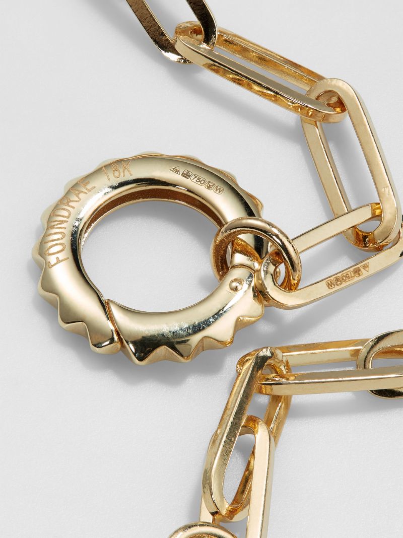 18k Yellow Gold Classic Fob Open Chain Necklace