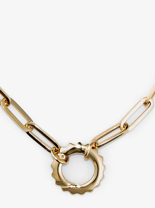 18k Yellow Gold Classic Fob Open Chain Necklace