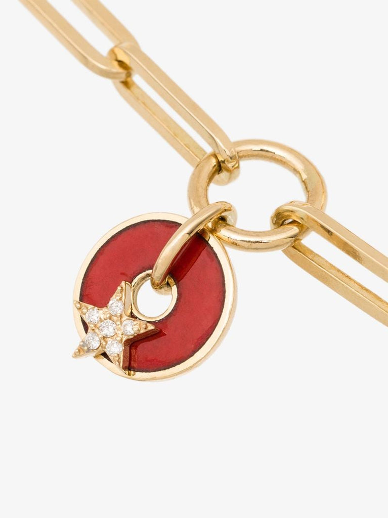 18k Yellow Gold Star Disk Diamond Bracelet