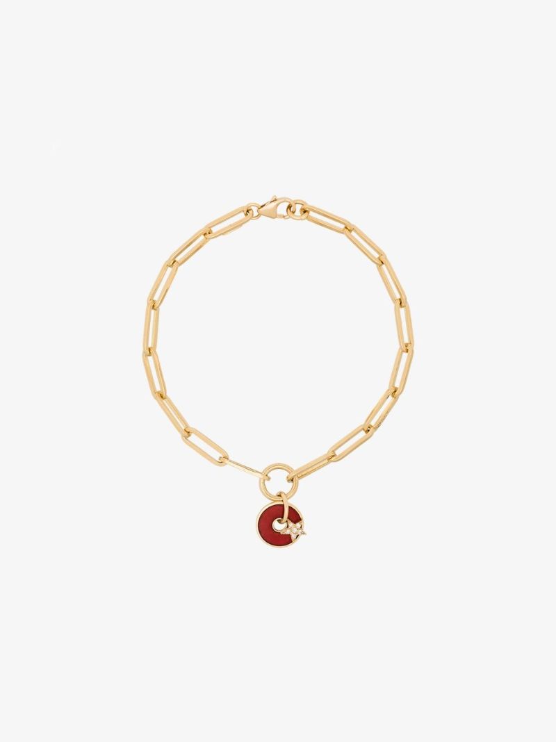 18k Yellow Gold Star Disk Diamond Bracelet