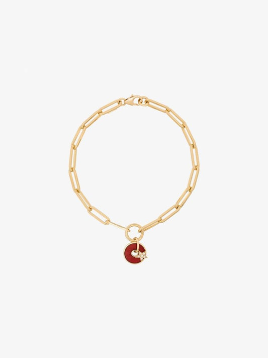 18k Yellow Gold Star Disk Diamond Bracelet