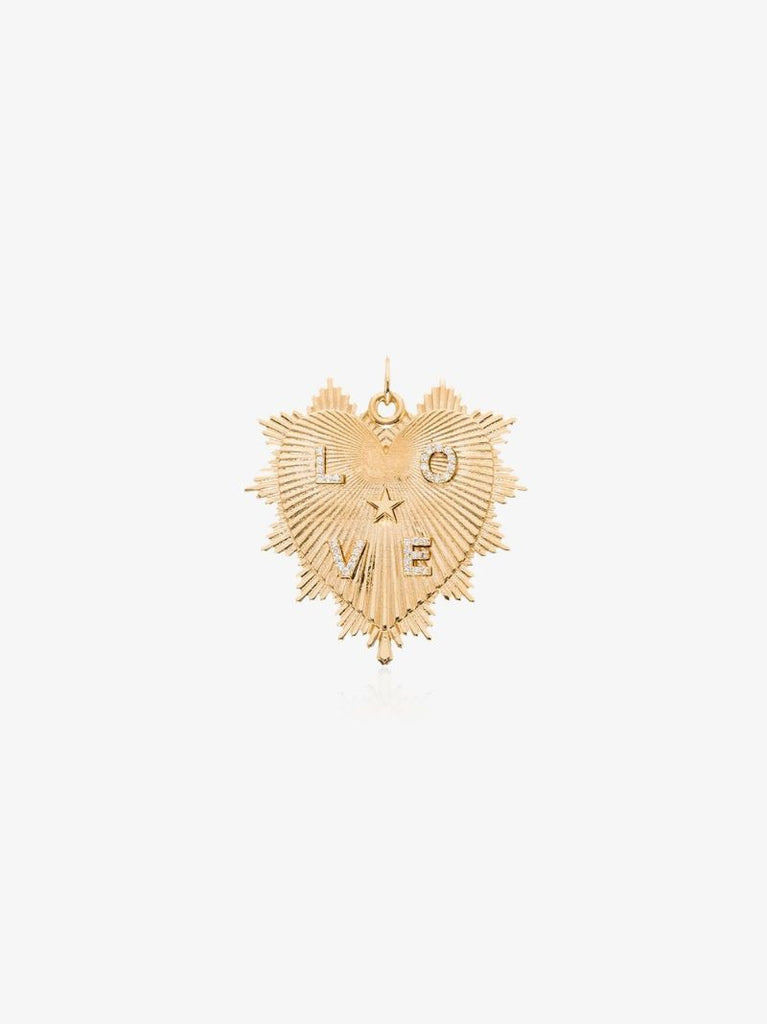 18k Yellow Gold Heart Love Diamond Charm