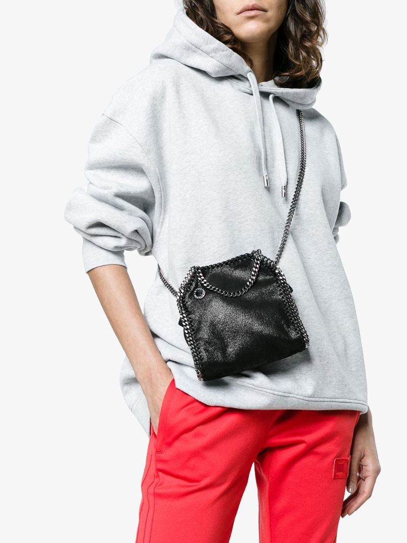 Black Falabella Tiny Faux Leather Cross Body Bag