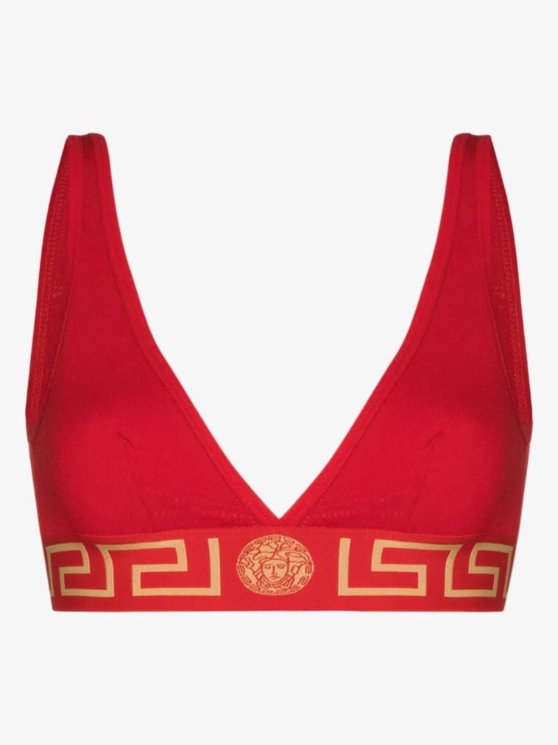 Red Greca Border Triangle Bralette