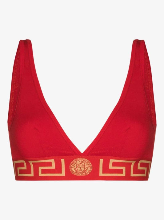 Red Greca Border Triangle Bralette