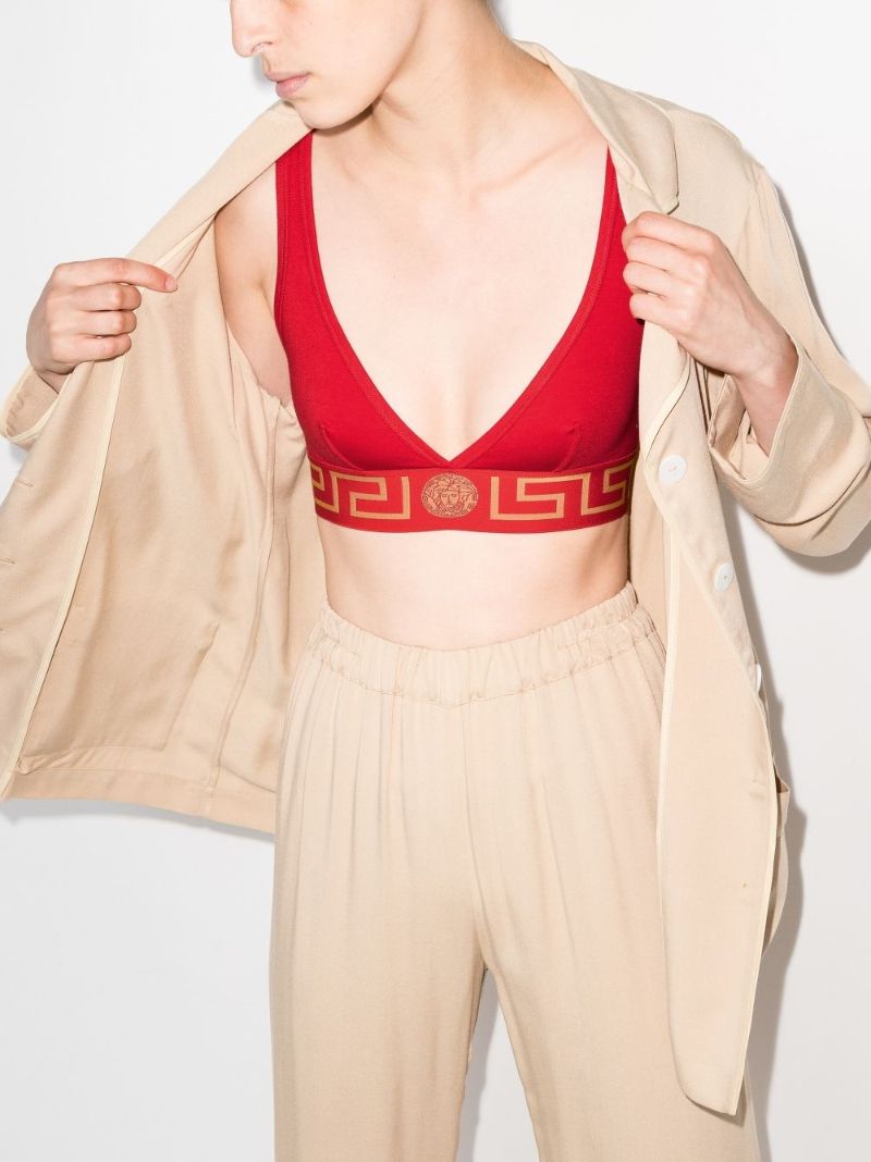 Red Greca Border Triangle Bralette