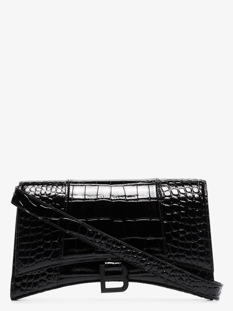 Hourglass Crocodile-effect Sling Shoulder Bag