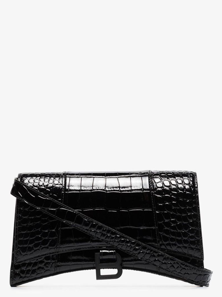 Hourglass Crocodile-effect Sling Shoulder Bag