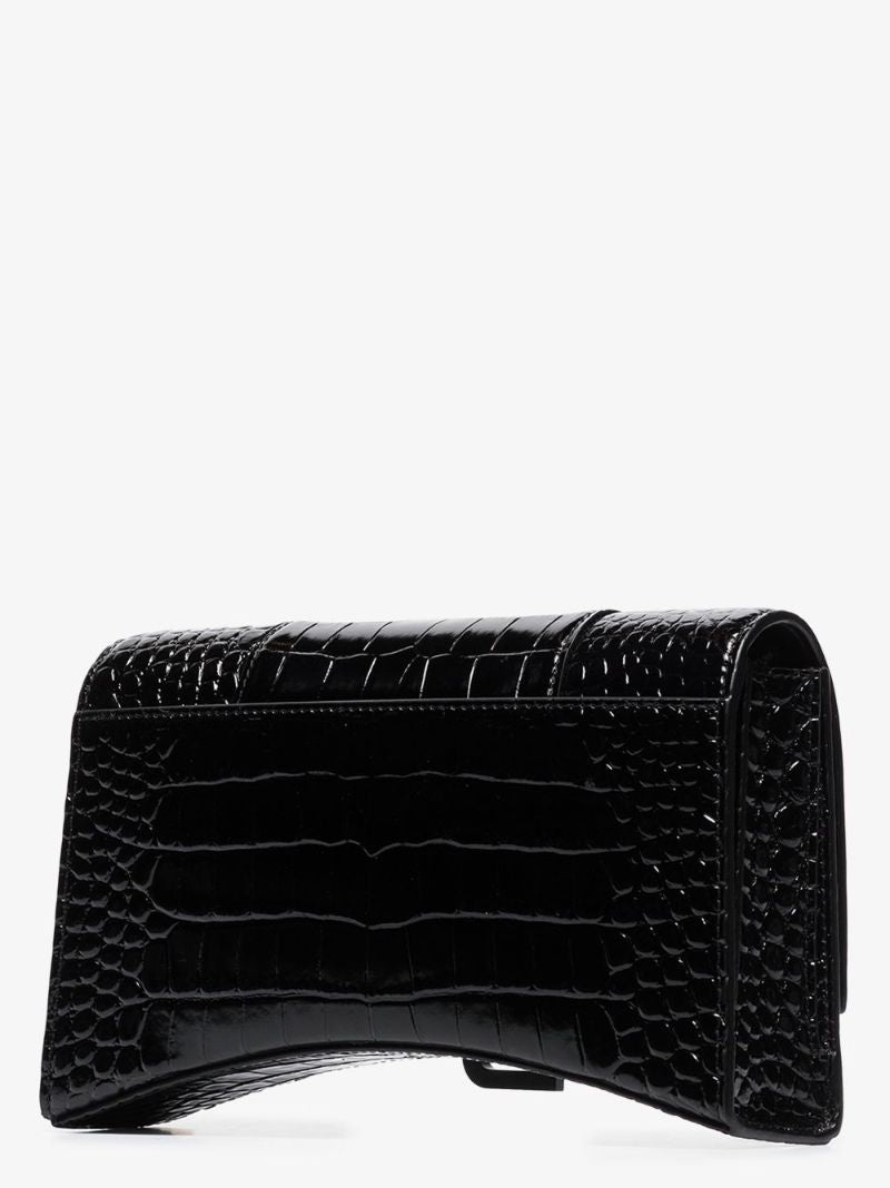 Hourglass Crocodile-effect Sling Shoulder Bag