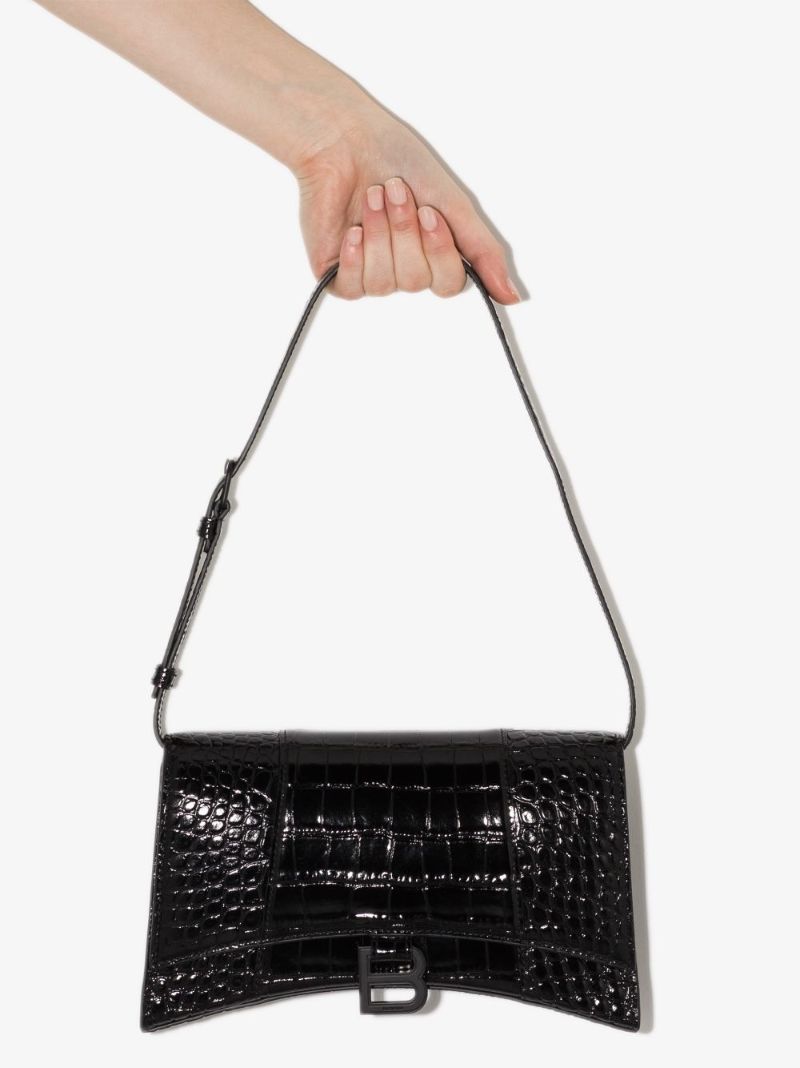 Hourglass Crocodile-effect Sling Shoulder Bag