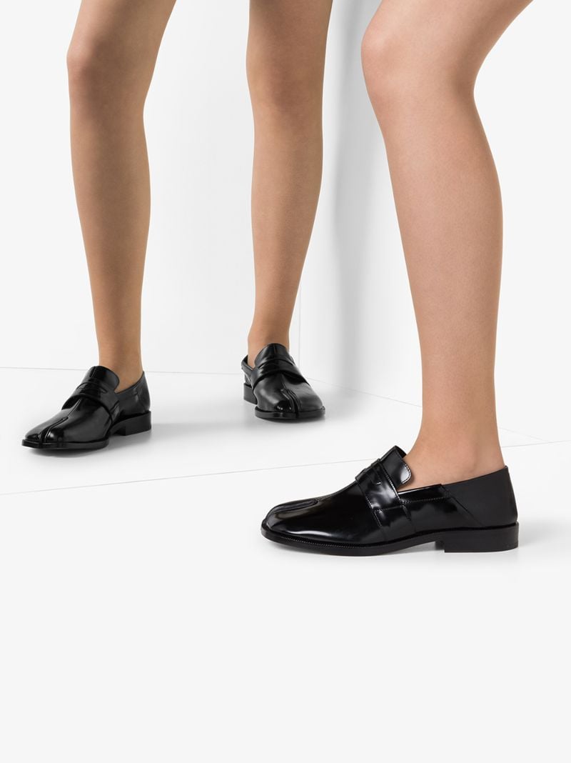 Black Tabi Patent Leather Loafers
