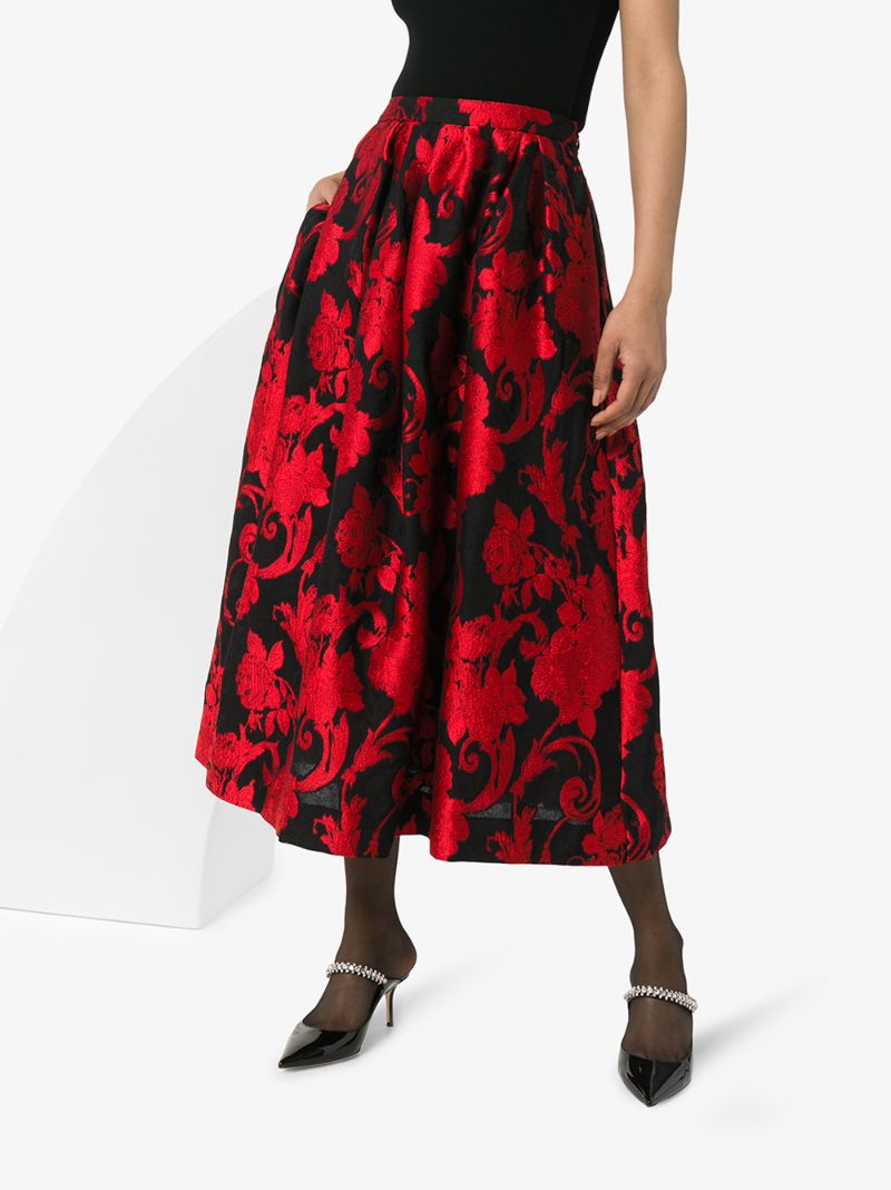 Soni Floral Jacquard Midi Skirt