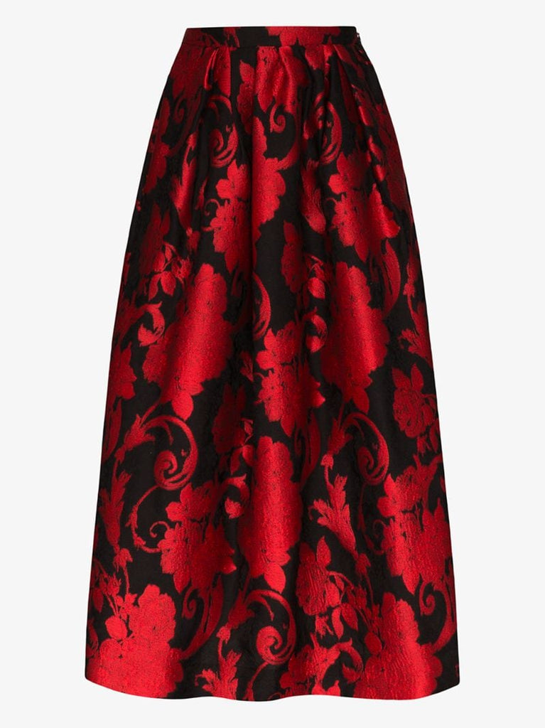 Soni Floral Jacquard Midi Skirt