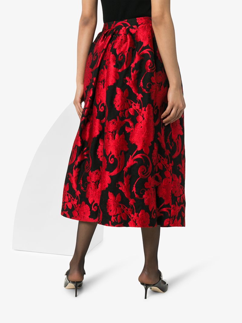 Soni Floral Jacquard Midi Skirt