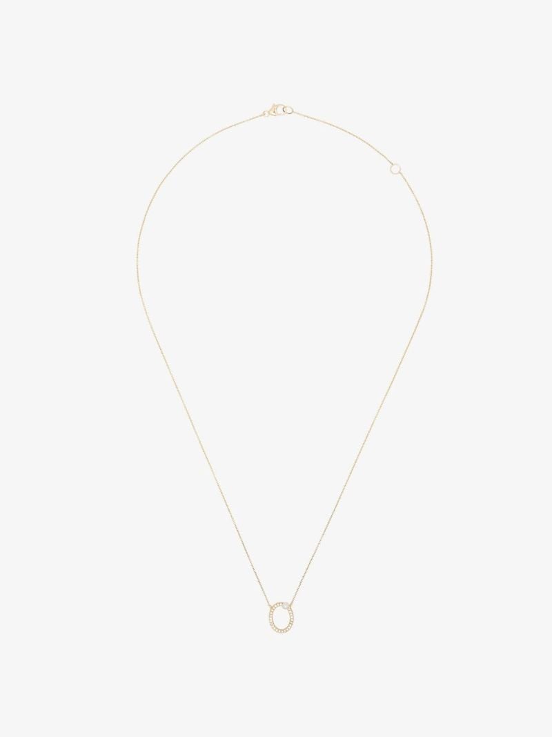 14k Yellow Gold Pearl Ivy O Initial Necklace