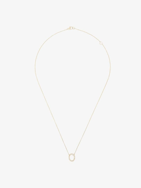 14k Yellow Gold Pearl Ivy O Initial Necklace