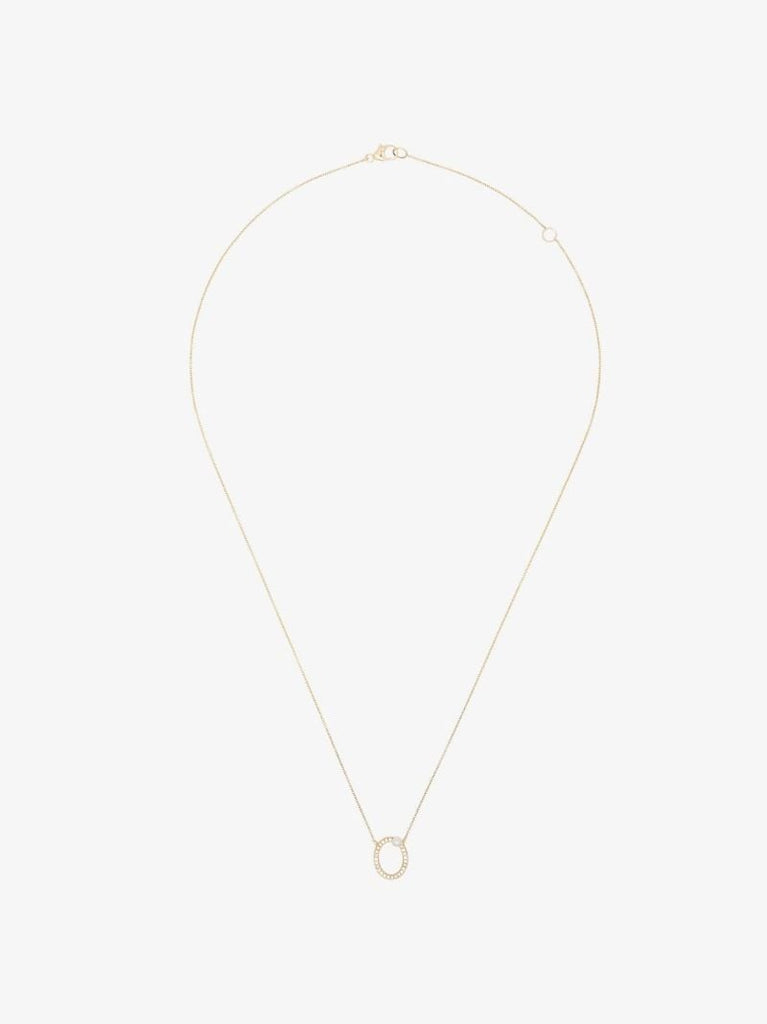 14k Yellow Gold Pearl Ivy O Initial Necklace