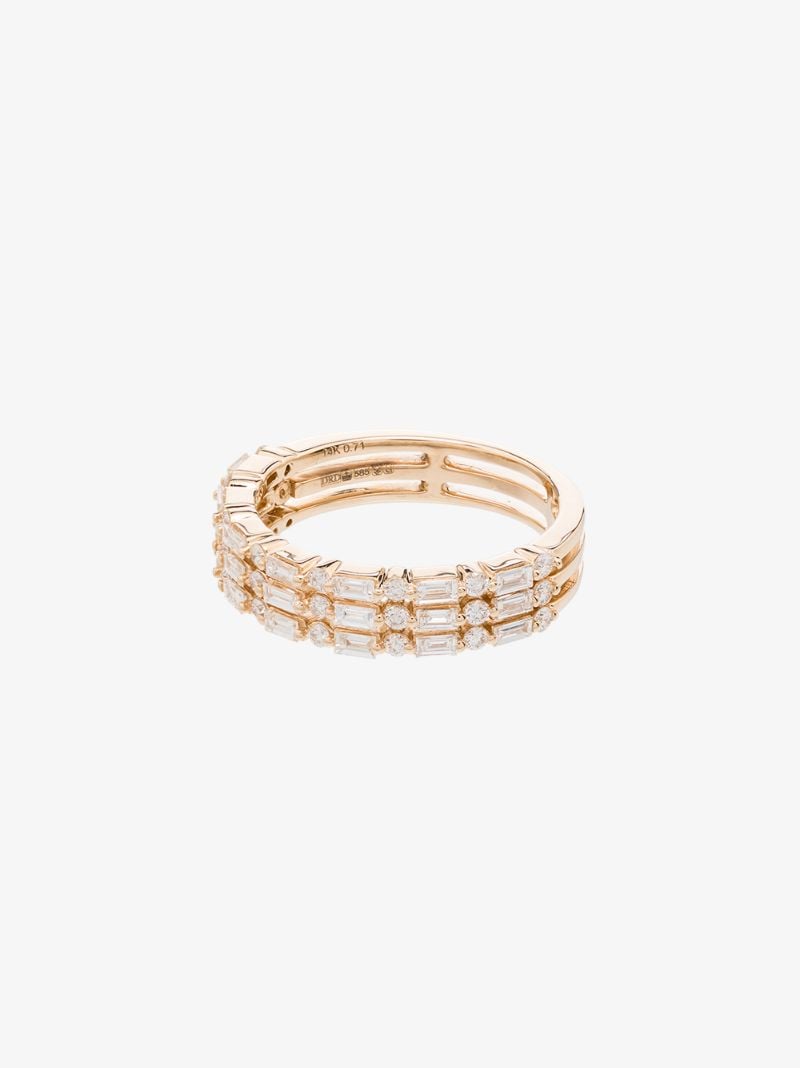 14k Yellow Gold Triple Band Diamond Ring