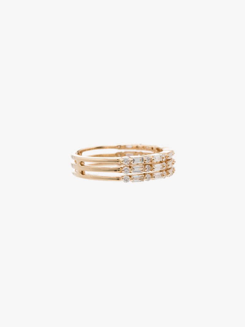 14k Yellow Gold Triple Band Diamond Ring
