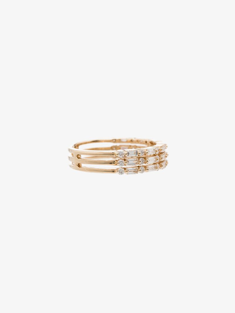 14k Yellow Gold Triple Band Diamond Ring