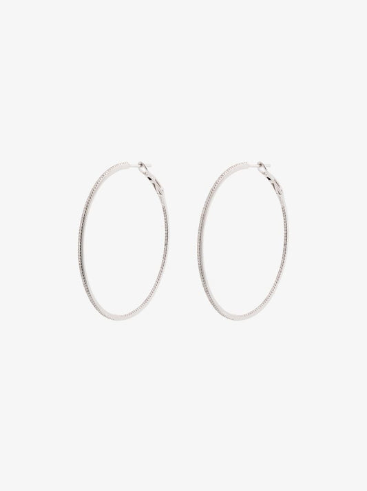 14k White Gold Drd Large Hoop Diamond Earrings