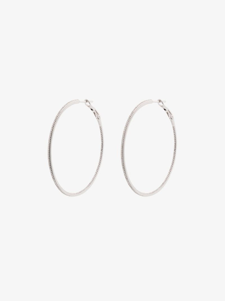 14k White Gold Drd Large Hoop Diamond Earrings