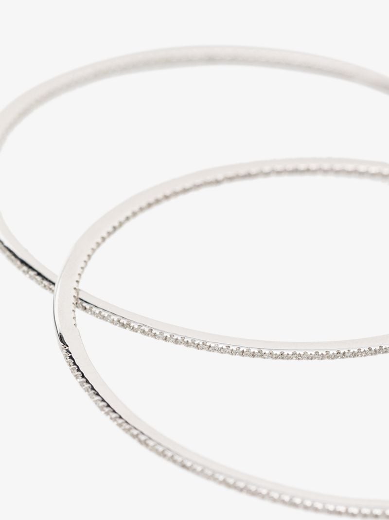 14k White Gold Drd Large Hoop Diamond Earrings